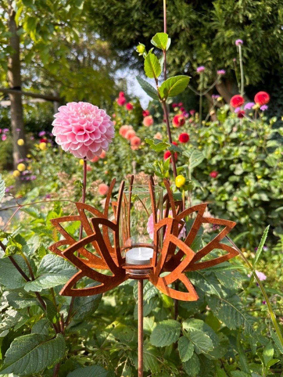 Bornhöft Piquet de jardin en métal et rouille - Décoration de jardin -  Dahlia - Décoration de jardin : : Jardin