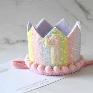 Rainbow birthday crown | First birthday crown, my 1st bday, cake smash prop