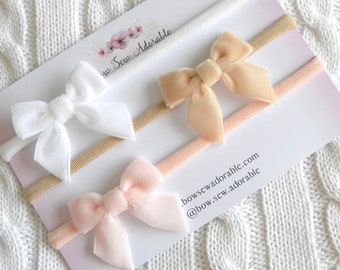 Mini velvet sailor hair bows | Baby girl headbands, mini fringe hair clips, gift for girls