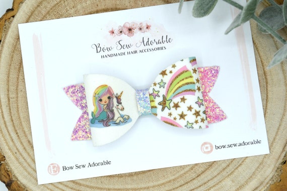 Unicorns Glitter Cheer Bow Handmade item.