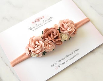 Cream Pink Rose Headband Flower Headband Pastel Rose - Etsy