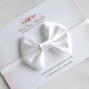 White satin hair bow, girls hair accessory