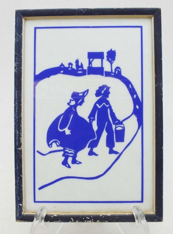 Vintage Framed Milk Glass Picture Etsy