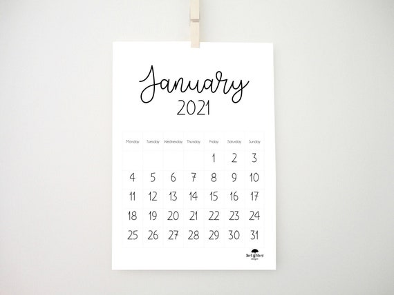 Cute 2021 Printable Calendar Monthly Calendar Etsy etsy
