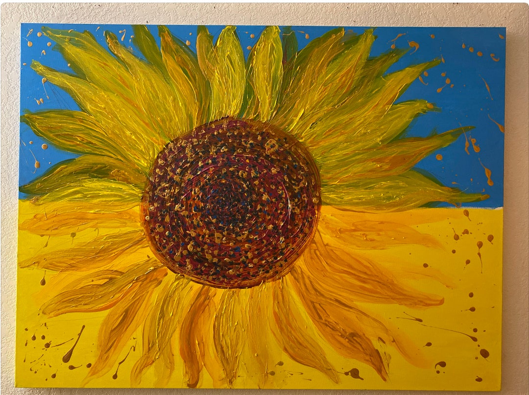 A Sunflower for Ukraine Acrylic Painting on Stretched Canvas - Etsy
