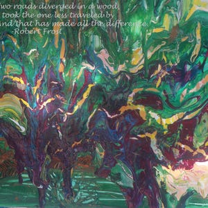 Rain Forest with Robert Frost Quote Holiday card with  envelope
