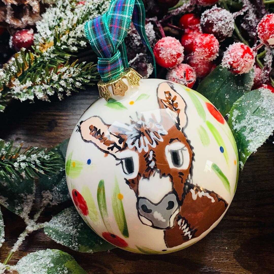 Little Donkey Bauble Hand Painted Ceramic Hanging Ornament Etsy.de