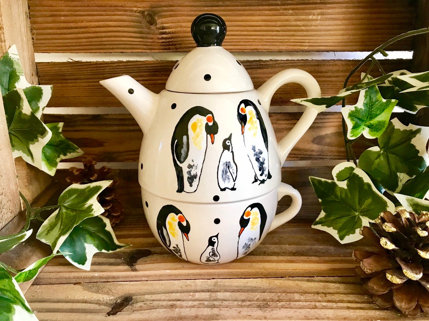 Emperor Penguin Tea for One Set Hand Painted Ceramic Tea Etsy