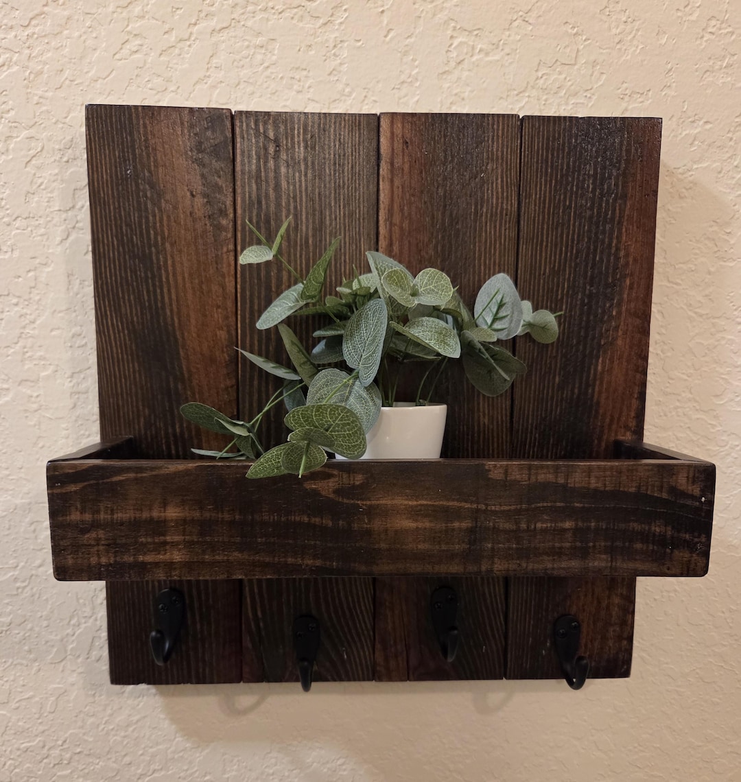 New Rustic Handcrafted Wooden Wall-mounted Rack With Shelf (local ...