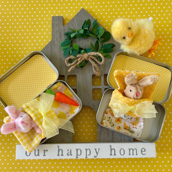 Pocket Bunny in Tin: Easter Basket Toy, Worry Pet