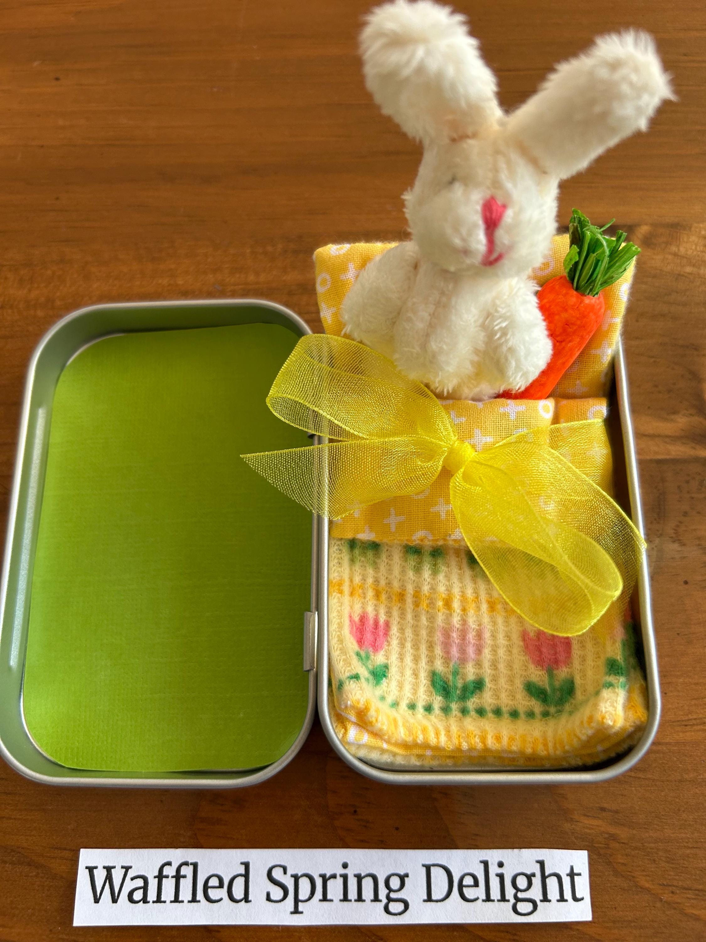 Sadter Rabbit Tin Easter Bunny in Tin: Pocket Worry Pet With Sleeping Bag - Etsy