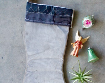 Modern Christmas Stocking - Damon - Gray and Silver