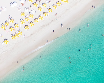 Miami Beach - Yellow and White I - Aerial Beach Photography