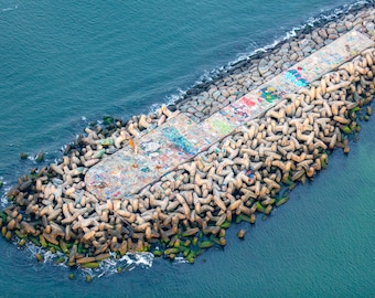 Manasquan Inlet XII - Sunrise - Jersey Shore Aerial Beach Photography Jersey Shore - Wall Art - Home Decor - New Jersey - NJ Grafitti Rocks