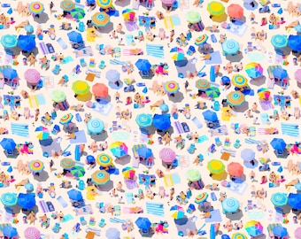 Pattern - Aerial Beach Illustration - Print - Collage - Colorful - Wall Art