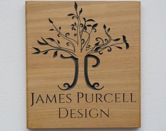 Custom House Sign,  Personalised engraved solid Irish Oak, Eco friendly, Outdoor & U.V resistant, Logo, Office wooden board,Ireland bespoke