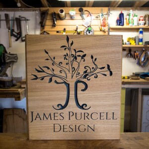 Custom House Sign, Personalised engraved solid Irish Oak, Eco friendly, Outdoor & U.V resistant, Logo, Office wooden board,Ireland bespoke image 2