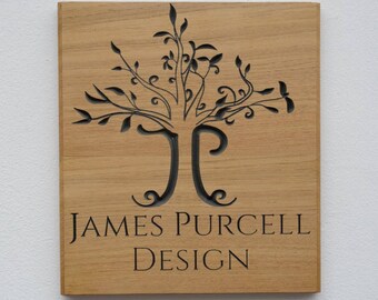 Custom House Sign,  Personalised engraved solid Irish Oak, Eco friendly, Outdoor & U.V resistant, Logo, Office wooden board,Ireland bespoke