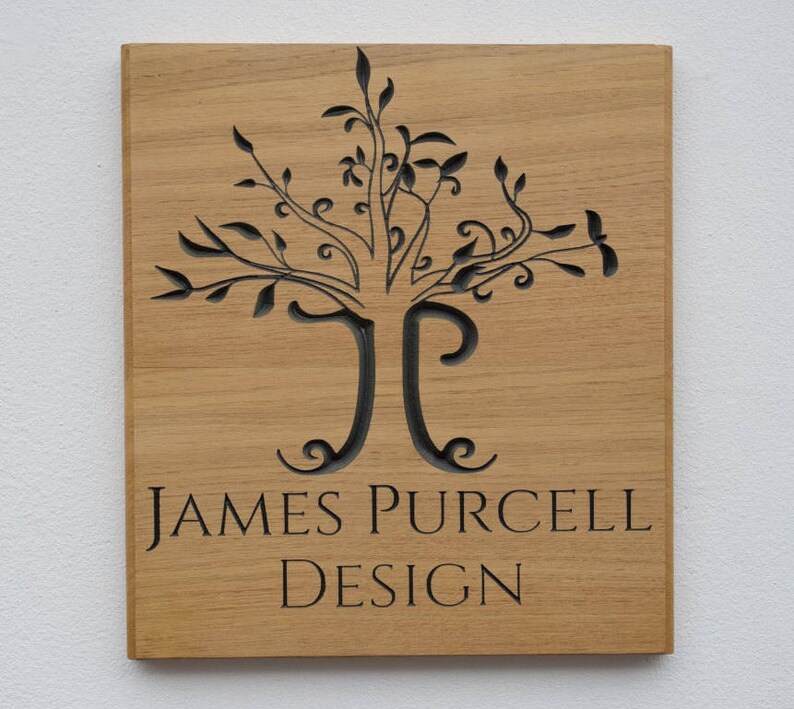 Custom House Sign, Personalised engraved solid Irish Oak, Eco friendly, Outdoor & U.V resistant, Logo, Office wooden board,Ireland bespoke image 1