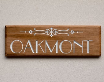 Custom House Sign,  Personalised engraved solid Irish Oak, Eco friendly, Outdoor & U.V resistant, Logo, Office wooden board,Ireland bespoke
