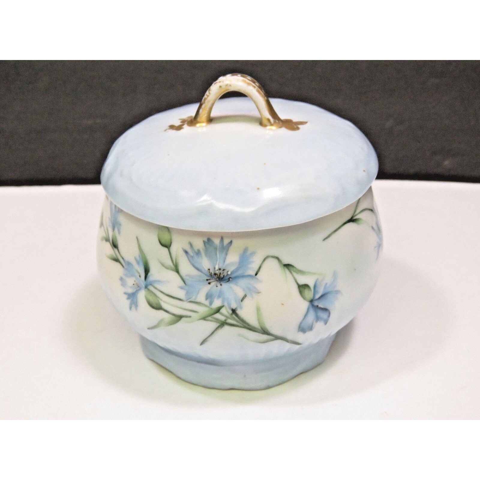 T & V Limoges Covered Jar Sugar Bowl Blue Flowers Etsy UK