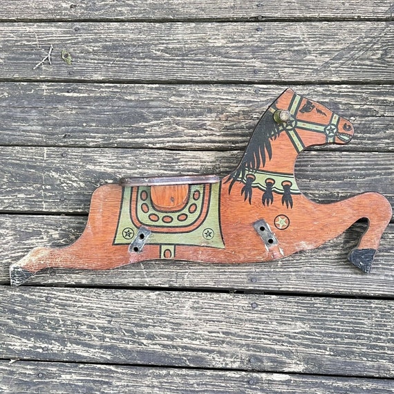 1920s MENGEL PLAYTHINGS Wood Rocking Horse Wall Displayed Hanging 29 Folk Art Etsy
