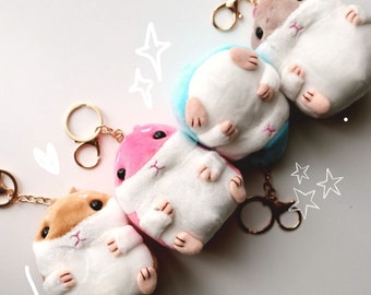 Hamster Fluffy Animal Cute Keychain | Japanese Kawaii Keychain decoration soft keychain plush, Girls Cartoon , Kawaii Girl Bag Accessories