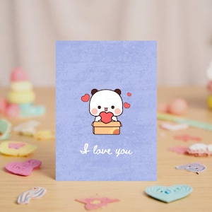 I Love You | Adorable Cartoon Bear with Heart | Gift for Boyfriend, Girlfriend, Husband, Wife, Him, Her, Bubu Dudu Bear