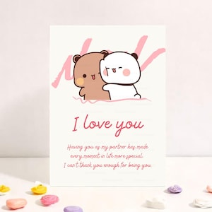 Having You As My Partner | Cute Anniversary Card | Gift for Boyfriend, Girlfriend, Husband, Wife, Him, Her Bubu Dudu Bear
