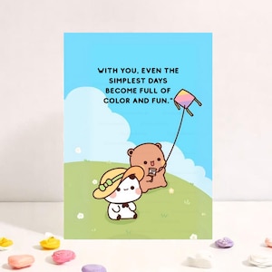 Simplest Days Become Full of Color | Cute Anniversary Card | Gift for Boyfriend, Girlfriend, Husband, Wife, Him, Her - Bubu Dudu Bear