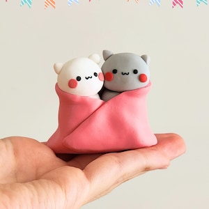 Peach Goma Miniature / Couple Love / Bubu dudu figure / Cute couple gift