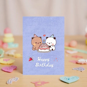 Alles Gute zum Geburtstag Bubu Dudu Niedliche Illustration | Alles Gute zum Geburtstag | Geschenk für Freund, Freundin, Mann, Frau, Ihn, Sie