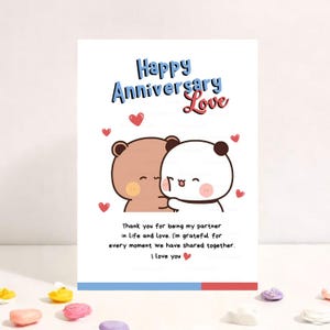 I&#39;m Grateful For Every Moment | Cute Anniversary Card | Gift for Boyfriend, Girlfriend, Husband, Wife, Him, Her Bubu Dudu Bear