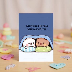 Quando estou com você | Cartão fofo de aniversário | Presente para namorado, namorada, marido, esposa, ele, ela - Urso Bubu Dudu