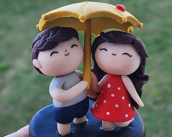 Boobie Cute Couple Mini Figure / Line Stickers Miniature / Couple Love