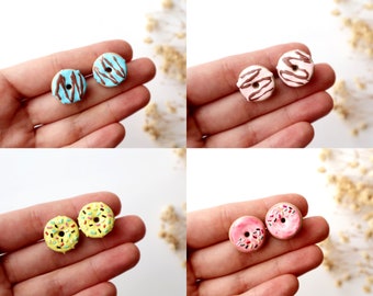 Pink Donut Polymer Clay Earrings / Cute Earrings / Donut Earrings Polymer Clay Food Donut Lover jewelry kawaii cute doughnut dangles