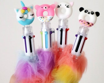 RAINBOW FUR PEN Multi Color 6-in-1 Pen Fuzzy Pom Pens Colorful Kawaii  Stationery Cute Pens for Kids and School Party Favors -  Hong Kong