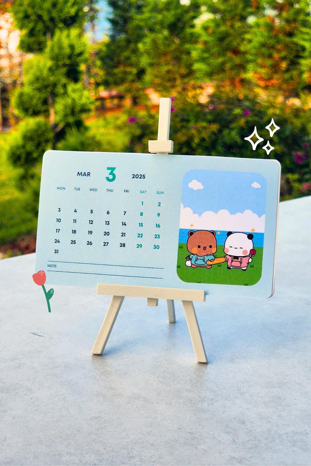 2025 Calendar Bubu Dudu Teddy Bear Cute - Gift Desk Calendar - Etsy