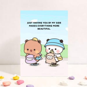 Tenerte a mi lado hace que todo sea más hermoso / Linda tarjeta de aniversario / Regalo para novio, novia, esposo, esposa, su oso Bubu Dudu