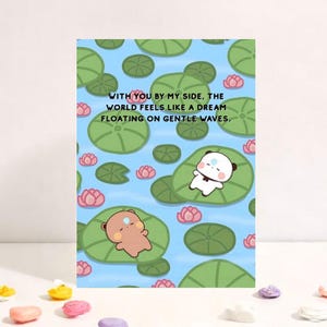 World Feels Like A Dream | Cute Anniversary Card | Gift for Boyfriend, Girlfriend, Husband, Wife, Him, Her - Bubu Dudu Bear