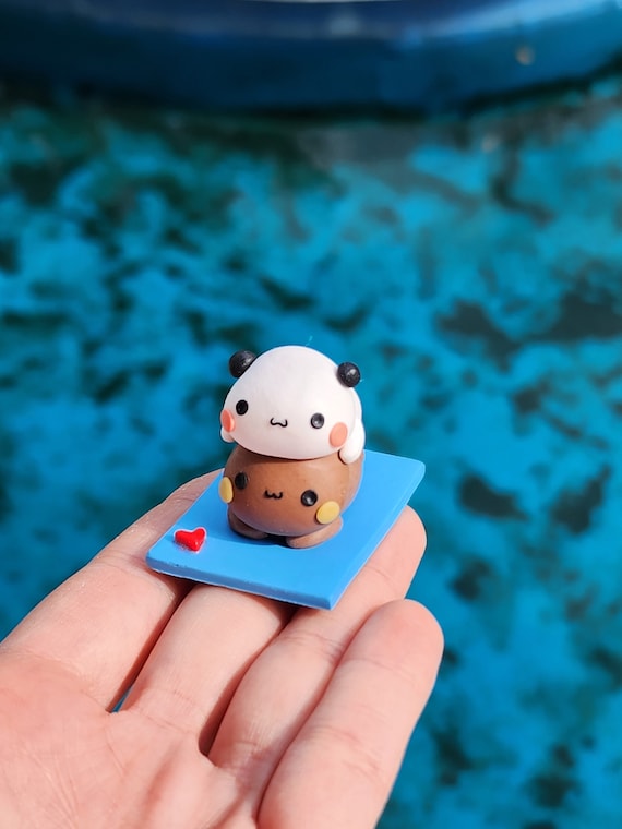 Bubu Dudu on a Yoga Mat Mini Figure / Peach Goma Miniature