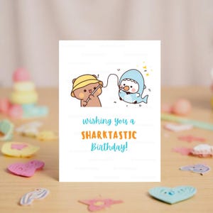 Aniversário Sharktástico | Cartão de Feliz Aniversário | Ilustração de Bubu Dudu | Presente para namorado, namorada, marido, esposa, ele, ela