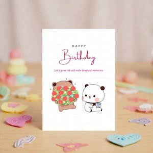 Creiamo ricordi meravigliosi / Bubu Dudu - Biglietto di auguri di compleanno carino / Regalo per fidanzato, fidanzata, marito, moglie, lui, lei. Biglietto di auguri per la coppia innamorata.