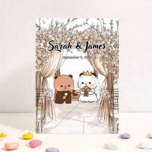 Personalizza un grazioso biglietto di nozze con la fase del matrimonio / un grazioso biglietto di anniversario / un buono regalo per marito e moglie / un discorso di matrimonio con l'orso Bubu Dudu