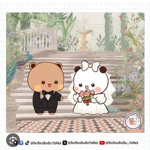 Bubu Dudu Wedding Cake Topper / Bride and Groom / Peach Goma image 2