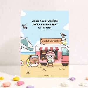 Warm Days, Warmer Love | Cute Anniversary Card | Gift for Boyfriend, Girlfriend, Husband, Wife, Him, Her Bubu Dudu Bear