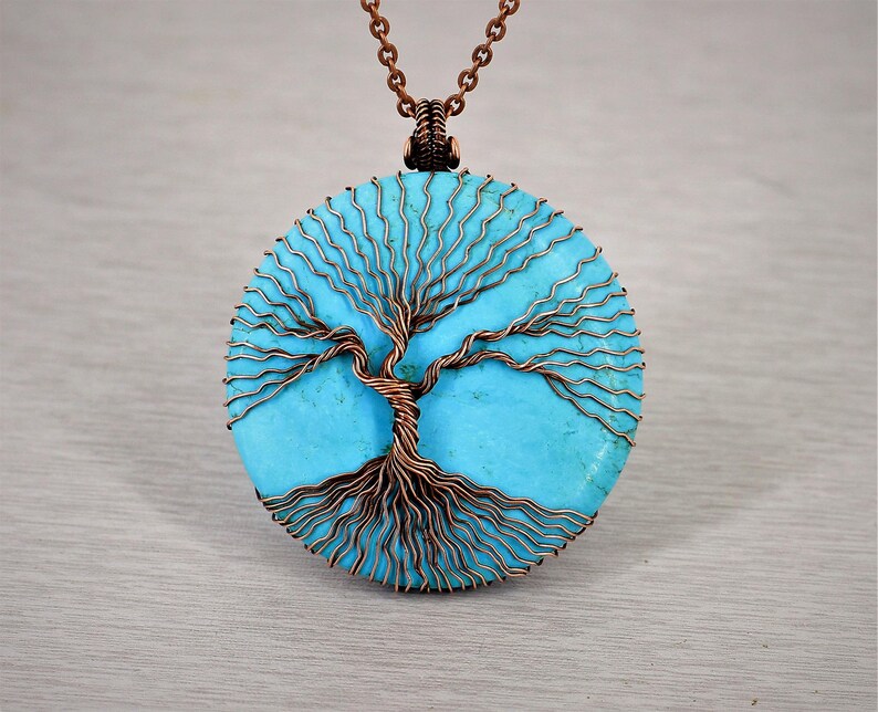 Tree of Life Turquoise Necklace Turquoise Jewelry Statement Etsy