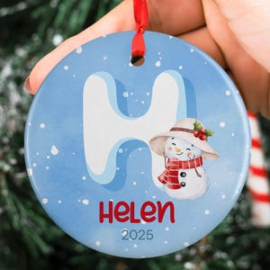 Letter Name Ornament, 2025 Family Ornament, Kid Ornament, Personalized Initial Ornament, Family Christmas Ornament, Christmas Gift for Kids image 1