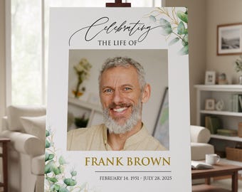 Custom Funeral Welcome Sign, Memorial Welcome Sign, Personalized Memorial Sign, Funeral Sign with Picture, Celebration of Life Sign