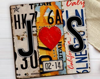 Anniversary Gifts for Him, Custom License Plate Sign with Initials Personalized Couple Gifts License Plate Sign Gifts for Husband Home Decor